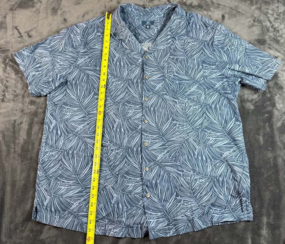 Men’s George Short Sleeve Button Down Shirt Size 2XL Blue Tropical Leaf#235